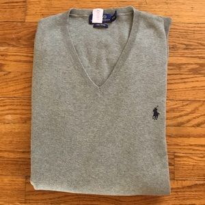 GRAY XXL RALPH LAUREN V NECK SWEATER